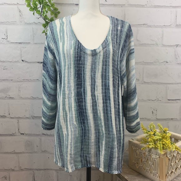 NIC+ZOE Sweaters - Nic+Zoe Boardwalk Striped 3/4 Sleeve Pullover Sweater XS, XXL